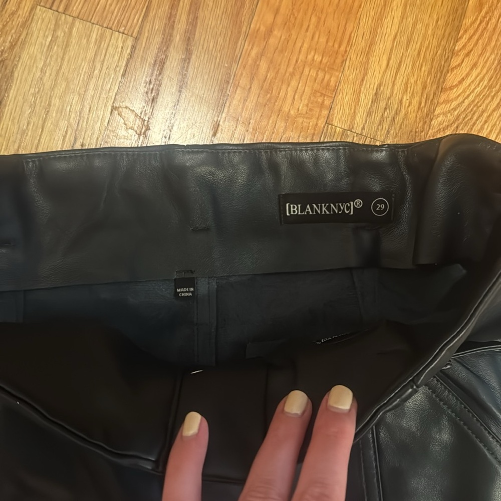 Blank NYC Belted Faux Leather Front Slit Pants - Picture 7 of 12